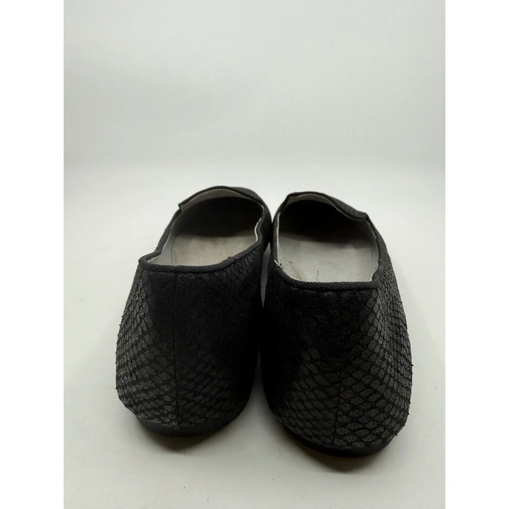 Tahari Clementine Womens Black Snakeskin Loafers Square Toe Flats Size 8.5